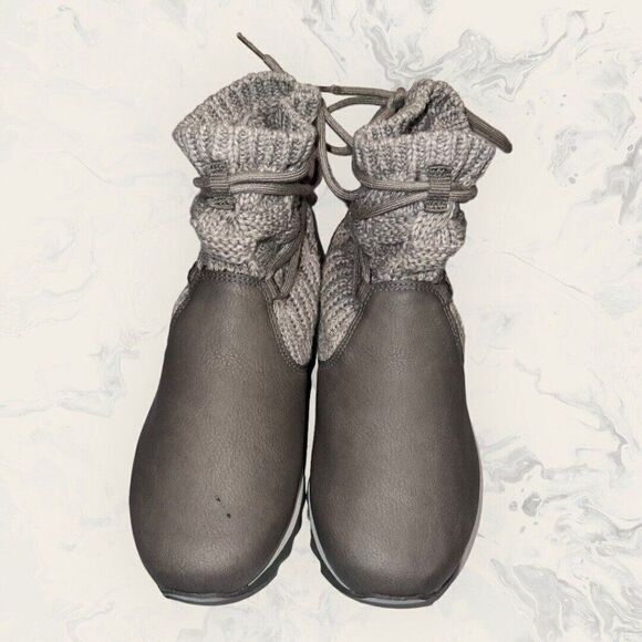 Merrell Alpine Pull On Brindle Gray Vegan Leather Knit Boots Womens Size 7.5 - Picture 2 of 9